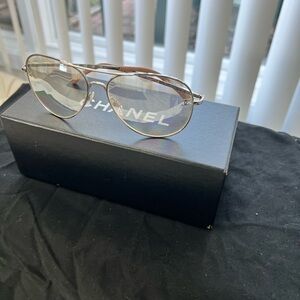 Chanel aviator mirror shades sunglasses pink logo